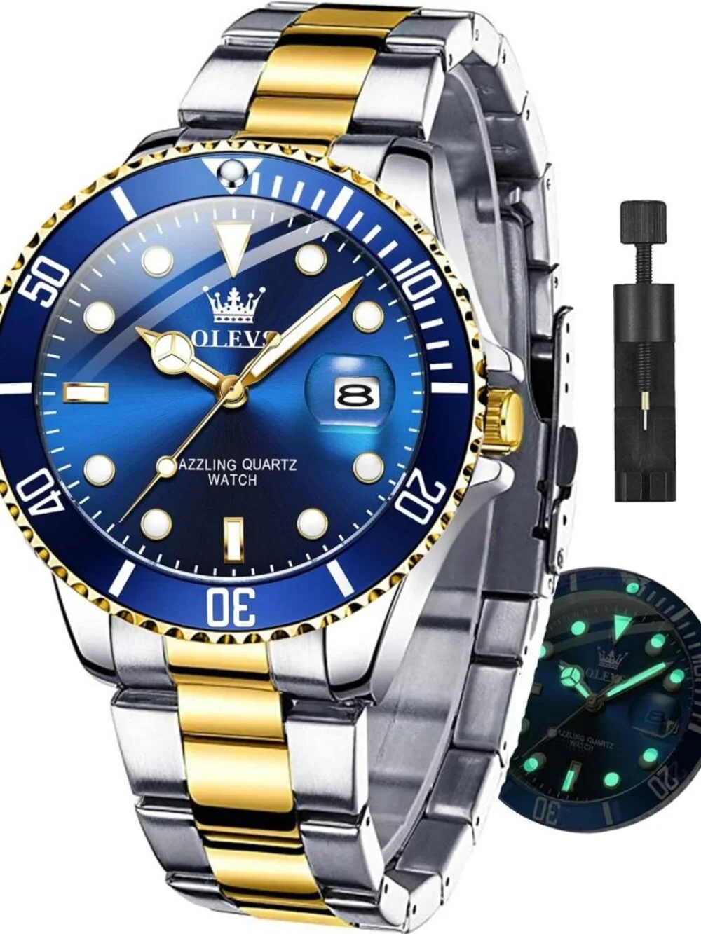 Luxury Men's Stainless Steel Analog Watch - Waterproof Date Dress Timepiece